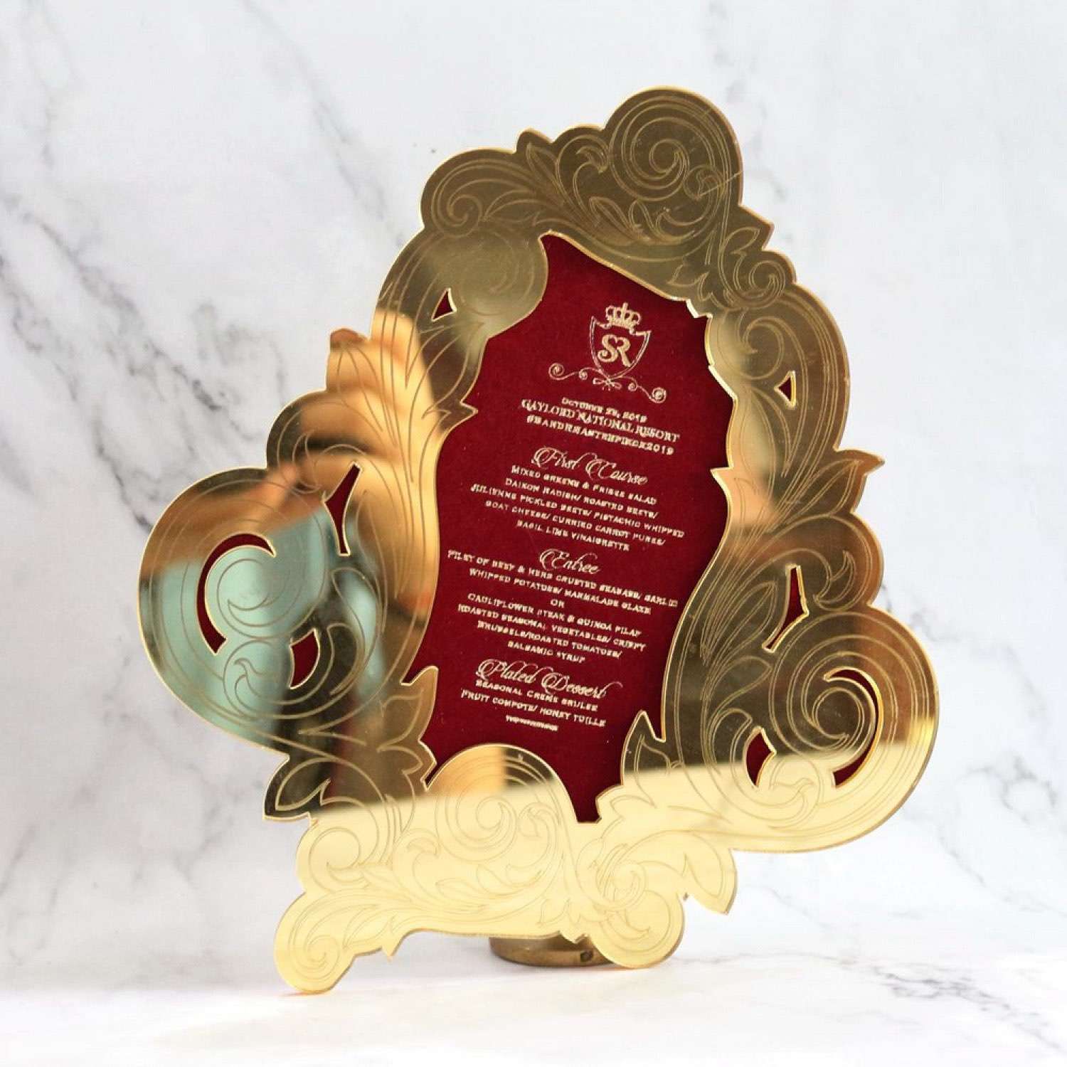 Gold Mirror Acrylic Invitation Card With Velvet Wedding Invitation Card Personalized Custom